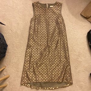 Anthropologie Gold Midi Dress